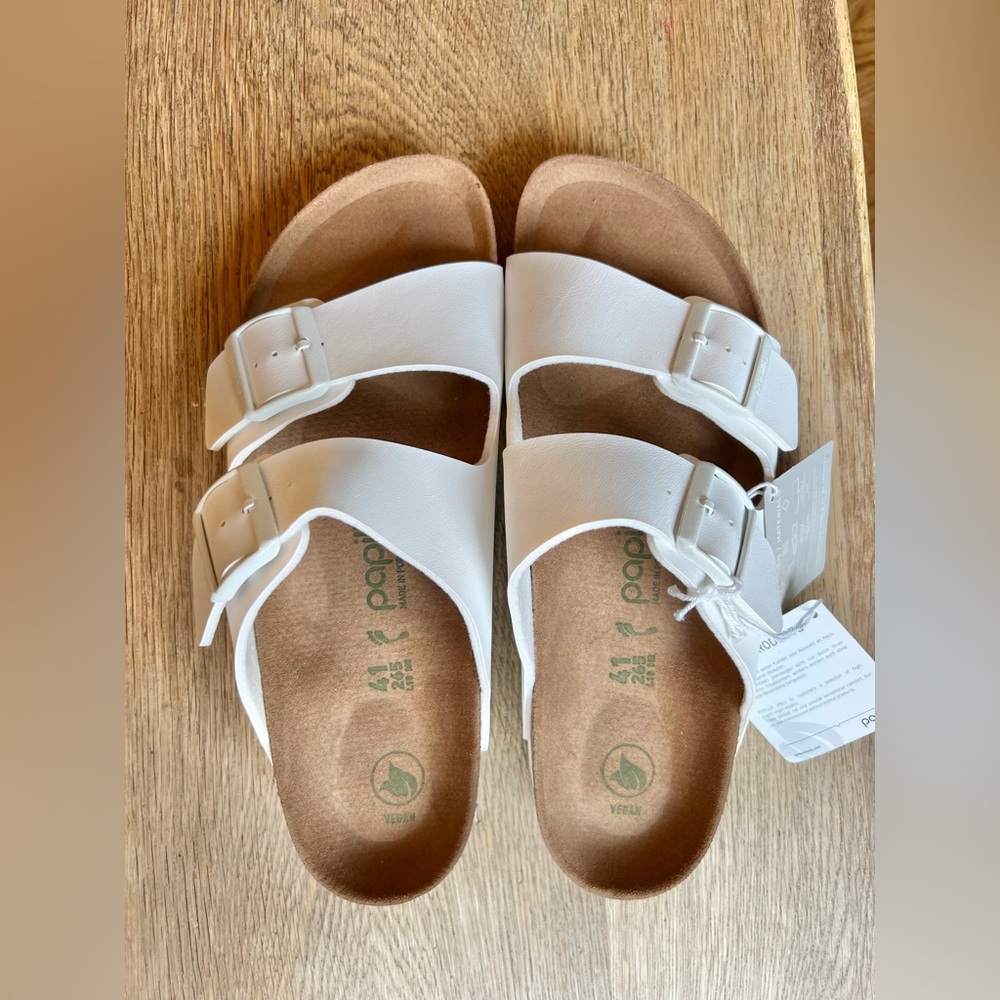 Birkenstock White Arizona Two‑Strap Sandals